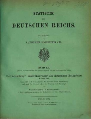 Waarenverkehr des deutschen Zollgebiets mit dem Auslande. 55 = 1881 (1882)