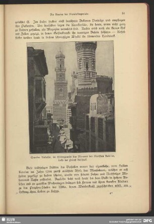 Quartier Nahasin, im Hintergrunde das Minarett des Muristan Kala'un links der Palast Beschtaf