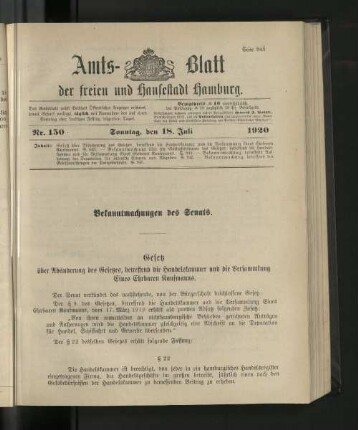 No. 150, 18. Juli 1920