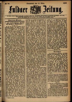 Zweite Ausgabe vom Samstag, den 10. März 1888.