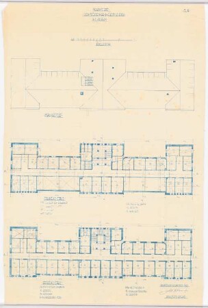 Herz-Jesu-Kloster, Leuven: Grundrisse des Dachgeschosses und des dritten und zweiten Obergeschosses 1:100