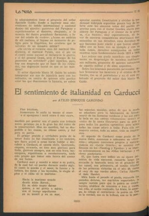 El sentimiento de italianidad en Carducci