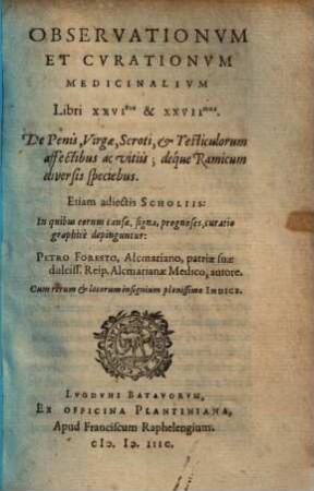 Observationum & curationum medicinalium libri .... 26/27