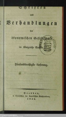 35.1836: Schriften und Verhandlungen der Ökonomischen Gesellschaft im Königreiche Sachsen