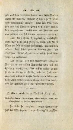 Sieben und dreissigstes Kapitel. Widersprechende Meinungen Speckbachers und des Kapuziners ...