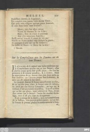 Sur la Complaisance que les Femmes ont en leur Beauté.