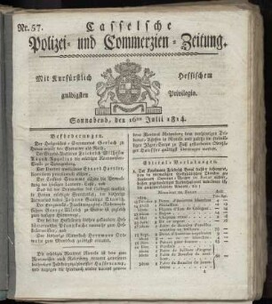 Nr. 57, Sonnabend den 16ten Julii. 1814