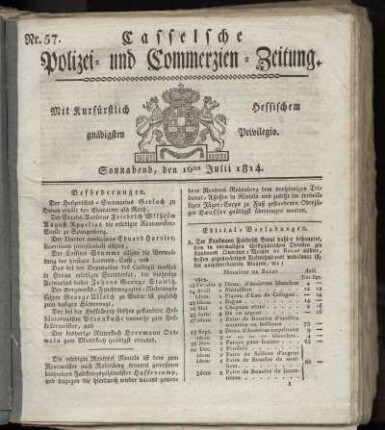 Nr. 57, Sonnabend den 16ten Julii. 1814