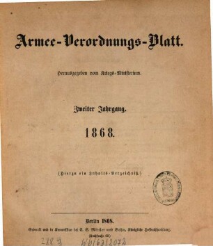 Armee-Verordnungsblatt. 2. 1868