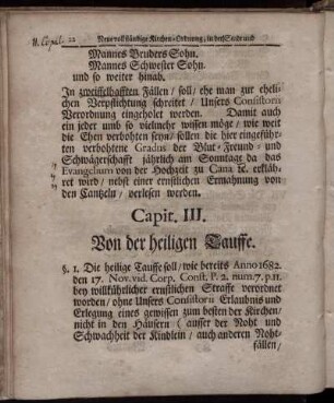 Capit III. Von der heiligen Tauffe.