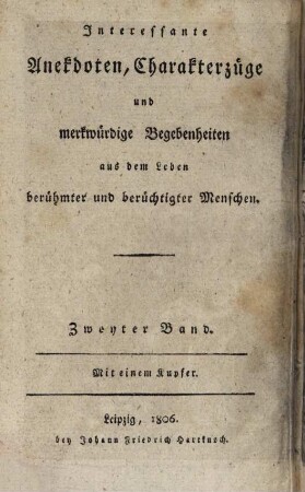Historische Gemälde in Erzählungen merkwürdiger Begebenheiten aus dem Leben berühmter und berüchtigter Menschen, 14. 1806