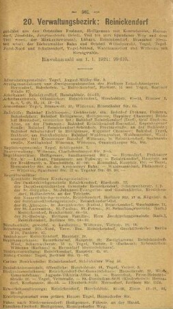 20. Verwaltungsbezirk: Reinickendorf