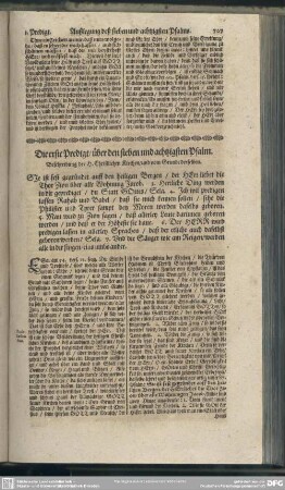 Die Predigten über den sieben und achtzigsten Psalm