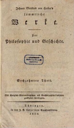 Erinnerungen aus dem Leben Joh. Gottfrieds von Herder, 1