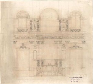 Neureuther, Gottfried von; München; Königlich - Bayerische Polytechnische Schule (TU) - Aula Nord (Wandabwicklung)