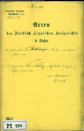Multhaupt, Ziegelmeister in Lemgo gegen Karl Nolting in Lassbruch