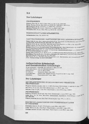 Aufbaustudium Kriminologie und Kontaktstudium Kriminologie