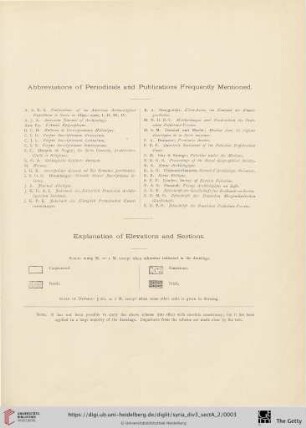 Abbreviations of Periodicals and Publications […] / Explanation of Elevations and Sections