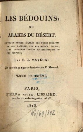 Les Bédouins ou Arabes du désert, Vol. 3 (1816)