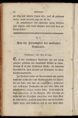 XI. Von der Frömmigkeit des weiblichen Geschlechts