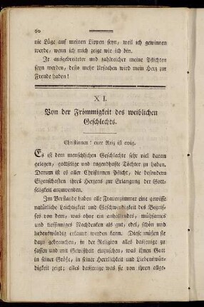 XI. Von der Frömmigkeit des weiblichen Geschlechts