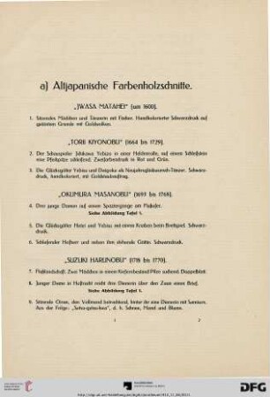 a) Altjapanische Farbenholzschnitte (Nr. 1-193)