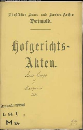 Marquard, Gebrüder gegen Stadt Lemgo - Schuldforderung