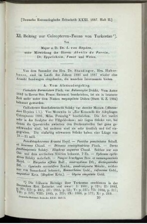 Beitrag zur Coleopteren-Fauna von Turkestan.