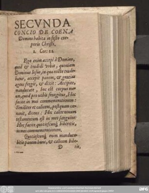 Secunda Concio de Coena Domini habita in festo corporis Christi.