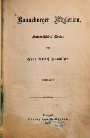 Ronneburger Mysterien : Humoristischer Roman von Graf Ulrich Baudissin, 1