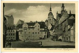 Colditz. Obermarkt mit Töpfergasse