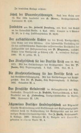 In demselben Verlage erschien: