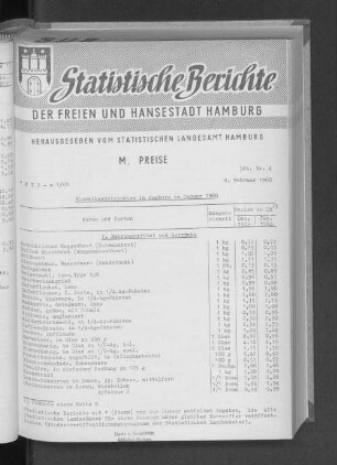 Einzelhandelspreise in Hamburg im Januar 1960 : Lfd. Nr. 4