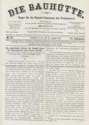 No. 34. Frankfurt a. M., den 24. August 1912. 55. Jahrgang.