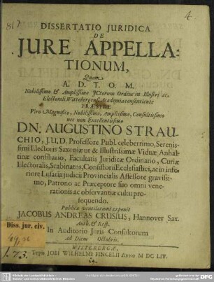 Dissertatio Juridica De Jure Appelationum