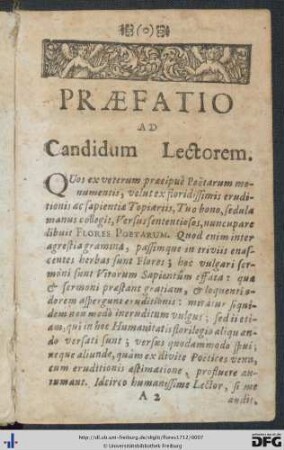 Praefatio Ad Candidum Lectorem.