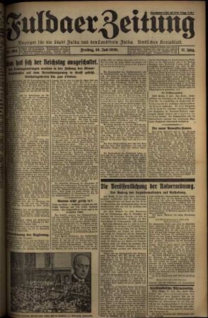 Ausgabe vom Freitag, den 18. Juli 1930.