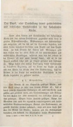 1-35 Der Papst, oder Darstellung seines geschichtlichen und rechtlichen Verhältnisses in der katholischen Kirche