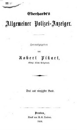 Eberhardt's allgemeiner Polizei-Anzeiger. 43. 1856 = Juli - Dez.
