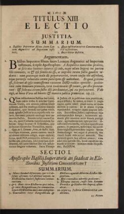 Titulus XIII. Electio ex Justitia