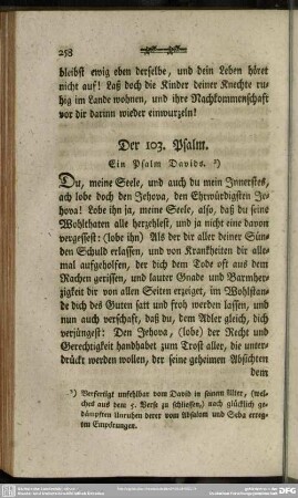 Der 103. Psalm. Ein Psalm Davids
