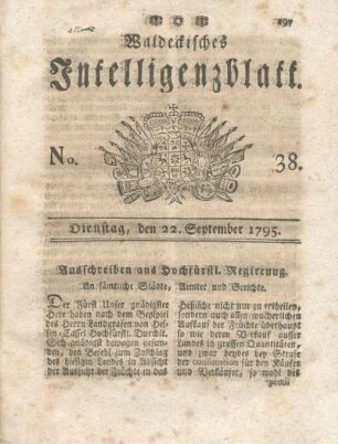 No. 38, Dienstag, den 22. September 1795