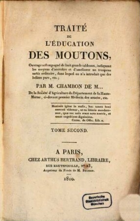 Traité de l'Éducation des Moutons, 2