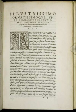 Illustrissimo ornatissimo´que Viro Bernado Bergontio,[...]
