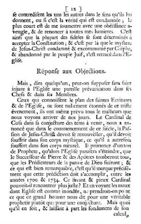 Réponse aux Objections.