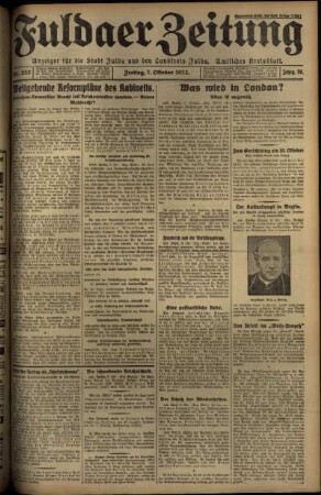Erste Ausgabe vom Freitag, den 07. Oktober 1932.