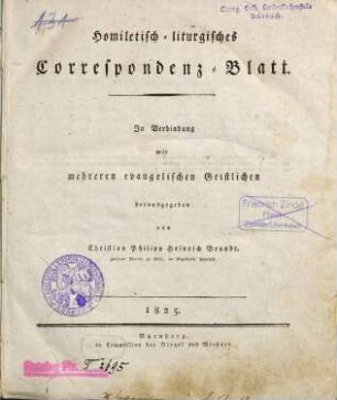 Homiletisch-liturgisches Korrespondenzblatt. 1826 = 2. Jahrgang
