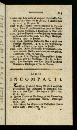 113-115, Libri Incompacti.