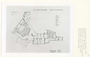 Stadthalle, Göttingen-Oststadt (Diplomarbeit bei Peter Poelzig): Grundriss Erdgeschoss 1:200