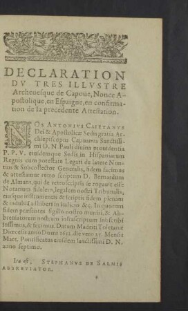 Declaration du tres illustre